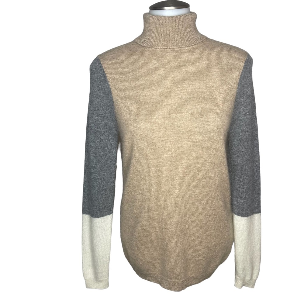 Morgan taylor neutral turtleneck color lock cashmere sweater M